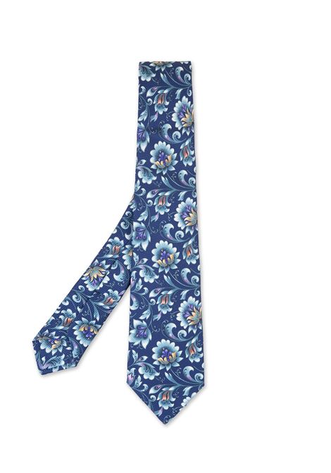 Cravatta Blu Con Stampa Floreale KITON | UCRVKRC01I8301