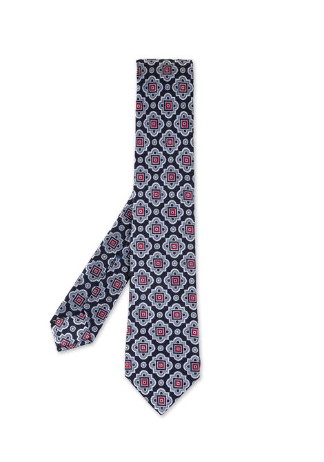 Cravatta Blu Scuro Con Pattern Maiolica Celeste KITON | UCRVKRC02I6404