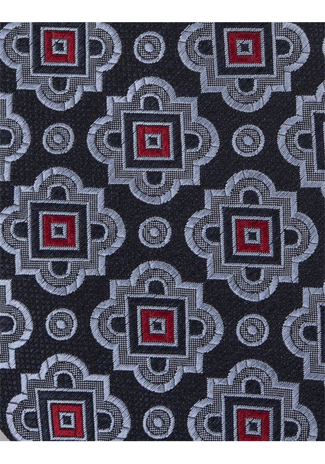 Cravatta Blu Scuro Con Pattern Maiolica Celeste KITON | UCRVKRC02I6404