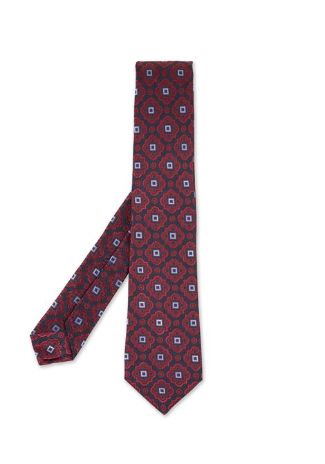Cravatta Blu Scuro Con Pattern Maiolica Rosso KITON | UCRVKRC02I6407