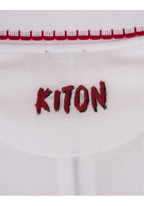Polo In Piquet Bianco Con Zip KITON | UMK035801