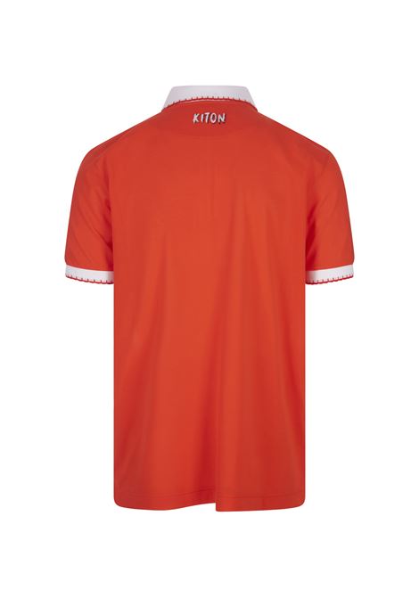 Orange Piqu? Polo Shirt With Zip KITON | UMK035802