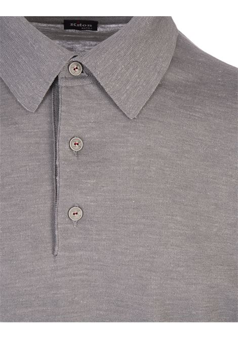 Grey Silk, Linen and Cashmere Polo Shirt KITON | UMK1317H043