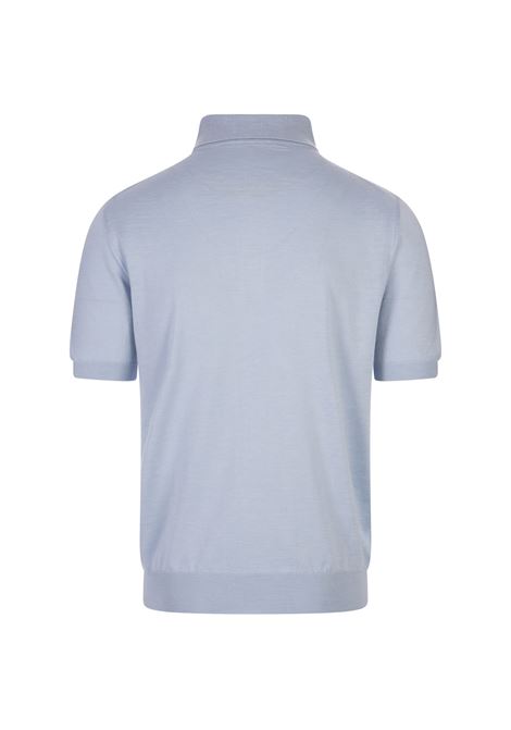 Sky Blue Knitted Short-Sleeved Polo Shirt KITON | UMK1317K128