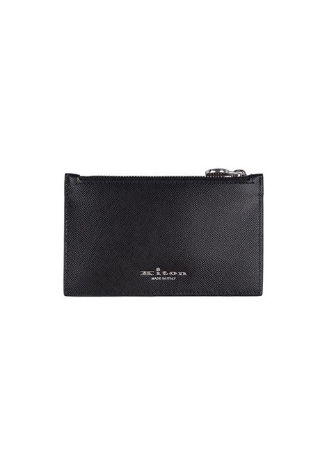 Black Leather Card Holder With Logo KITON | UPEA009N0100301