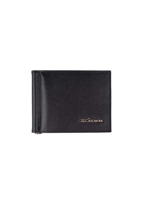 Black Leather Folding Card Holder With Logo KITON | UPEA013N0100301