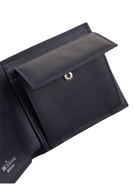 Portafoglio In Pelle Blu Con Logo KITON | UPEA016N0100301