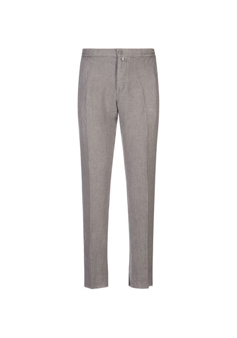 Grey Linen Trousers With Elasticised Waistband KITON | UPLACK0613D01