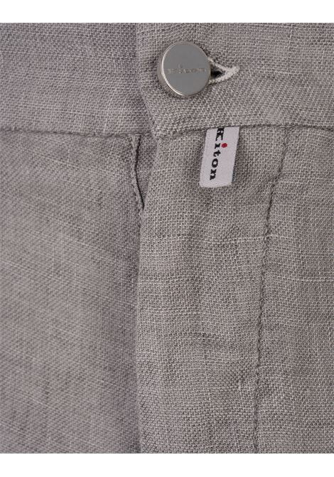 Grey Linen Trousers With Elasticised Waistband KITON | UPLACK0613D01