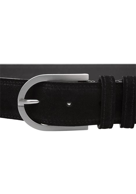 Cintura In Suede Nero Con Fibbia Argentata KITON | USC185PN0097701