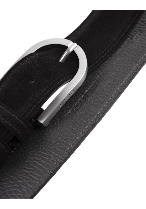 Black Suede Belt With Silver Buckle  KITON | USC185PN0097701
