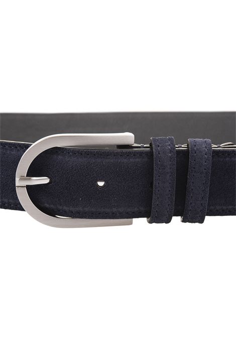 Cintura In Suede Blu Con Fibbia Argentata KITON | USC185PN0097702