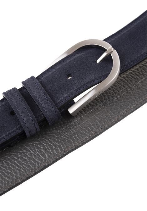 Cintura In Suede Blu Con Fibbia Argentata KITON | USC185PN0097702