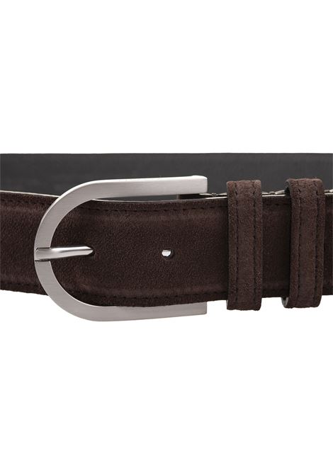 Brown Suede Belt With Silver Buckle  KITON | USC185PN0097703