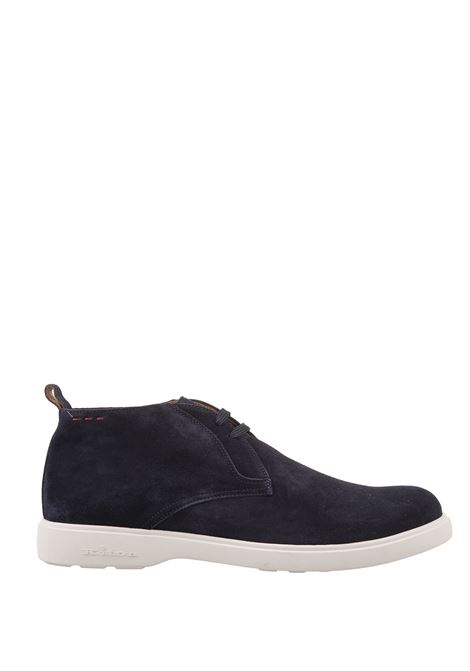 Blue Suede Laced Leather Ankle Boots KITON | USSA050N0099801