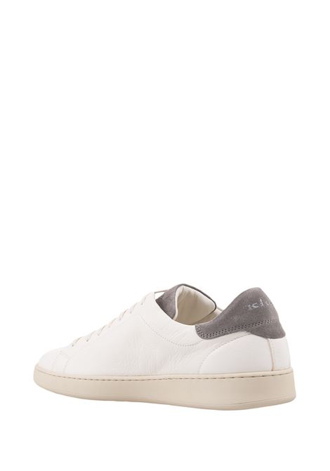 White Leather Sneakers With Taupe Details KITON | USSA067N0100003