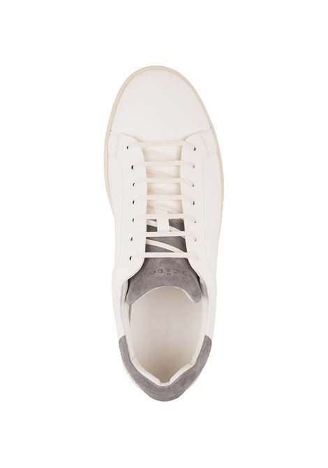 White Leather Sneakers With Taupe Details KITON | USSA067N0100003