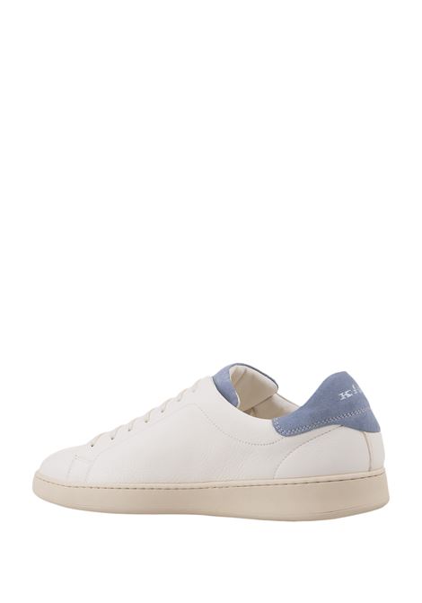 White Leather Sneakers With Light Blue Details KITON | USSA067N0100004