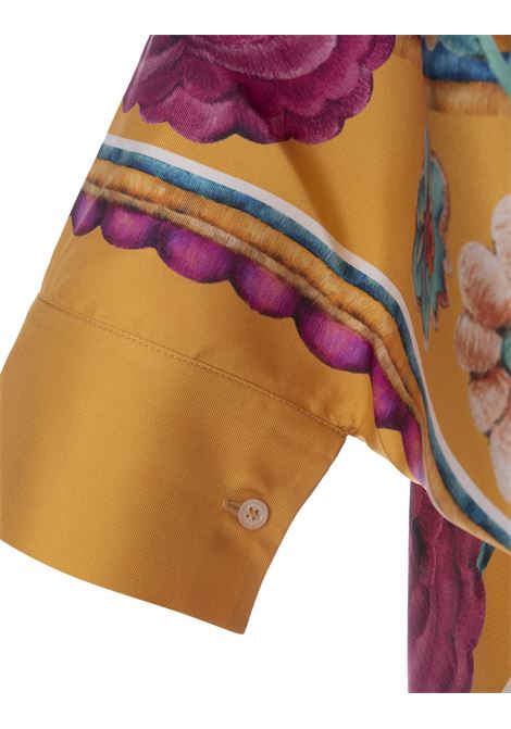 Camicia Foulard In Twill Di Seta Zodiac Placée Marigold LA DOUBLE J | SHI0059_SIL006ZOD01OR05