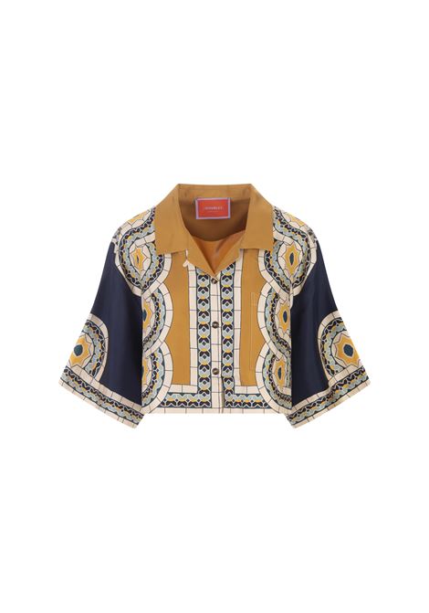 Camicia Corta In Twill Di Seta Mudejar Placée Blu LA DOUBLE J | SHI0087_SIL006MUD01BU03