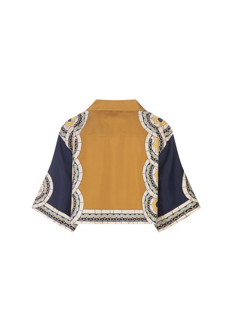 Mudejar Plac?e Blue Short Shirt in Silk Twill LA DOUBLE J | SHI0087_SIL006MUD01BU03
