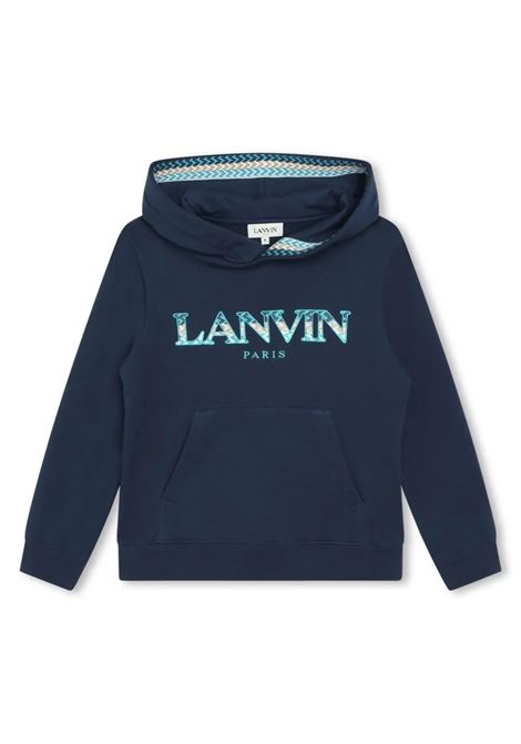 Blue Hoodie With Lanvin Curb Logo LANVIN ENFANT | N3005884H