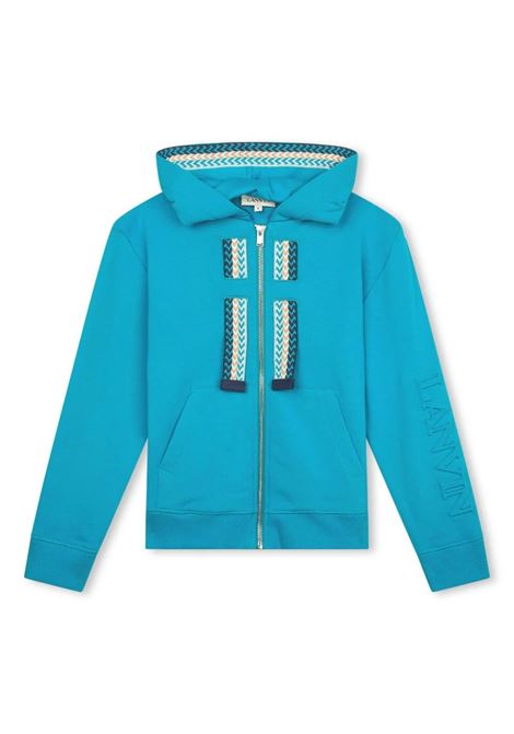 Turquoise Hoodie with Logo and Curb Motif LANVIN ENFANT | N3006175T