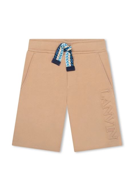 Beige Shorts with Logo and Curb Motif LANVIN ENFANT | N30077276