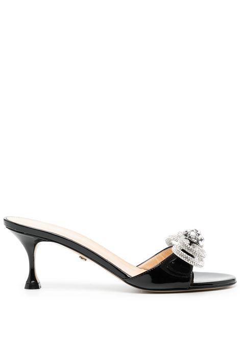 65 Double Bow Patent Leather Mules In Black MACH & MACH | R24-S0442-PATBLK