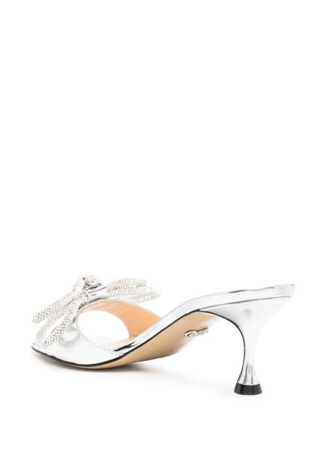65 Double Bow Mules In Silver Metallic Leather MACH & MACH | R24-S0442-SPESLV