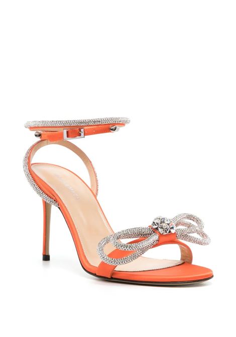 Double Bow 95 mm Sandals In Orange Satin With Crystals MACH & MACH | R24-S0445-CRP340