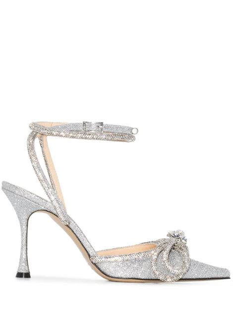 Slingback Double Bow 100 mm Glitterate Argento MACH & MACH | SS21-2204SILVER