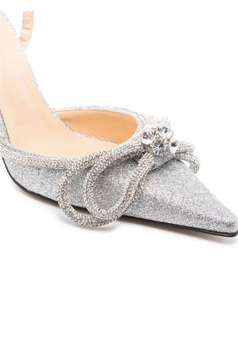 Double Bow 100 mm Slingback In Silver Glitter MACH & MACH | SS21-2204SILVER