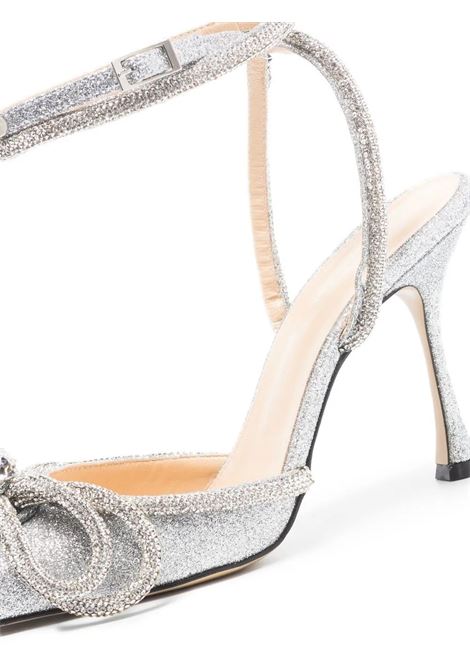 Double Bow 100 mm Slingback In Silver Glitter MACH & MACH | SS21-2204SILVER