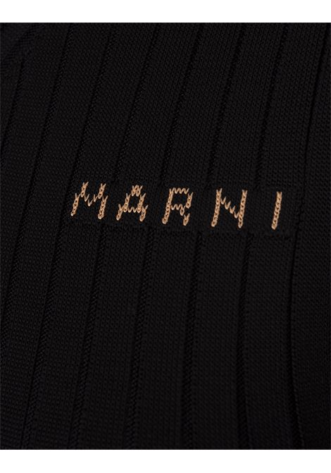 Black Long Sleeveless Ribbed Knit Dress MARNI | ABMD0219A0-UFV22200N99