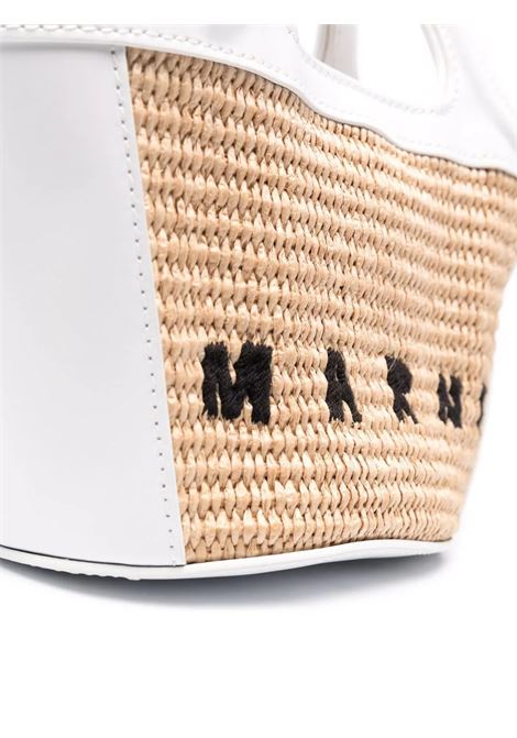 Micro Tropicalia Summer Bag In White Leather and Natural Raffia MARNI | BMMP0067Q0-P3860Z0T01