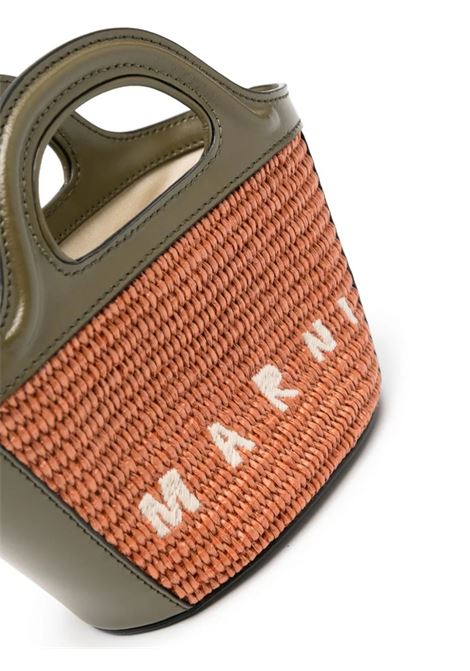 Micro Tropicalia Summer Bag In Khaki Leather and Orange Raffia MARNI | BMMP0067Q0-P3860ZO750