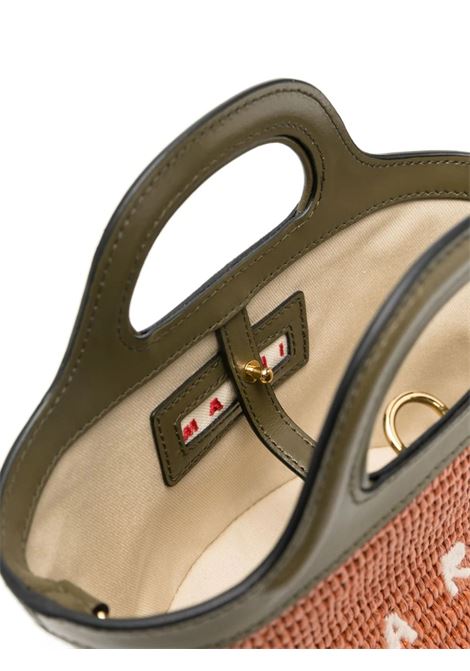 Micro Tropicalia Summer Bag In Khaki Leather and Orange Raffia MARNI | BMMP0067Q0-P3860ZO750