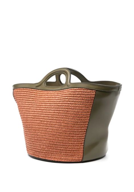 Small Tropicalia Summer Bag In Khaki Leather and Orange Raffia MARNI | BMMP0068Q0-P3860ZO750