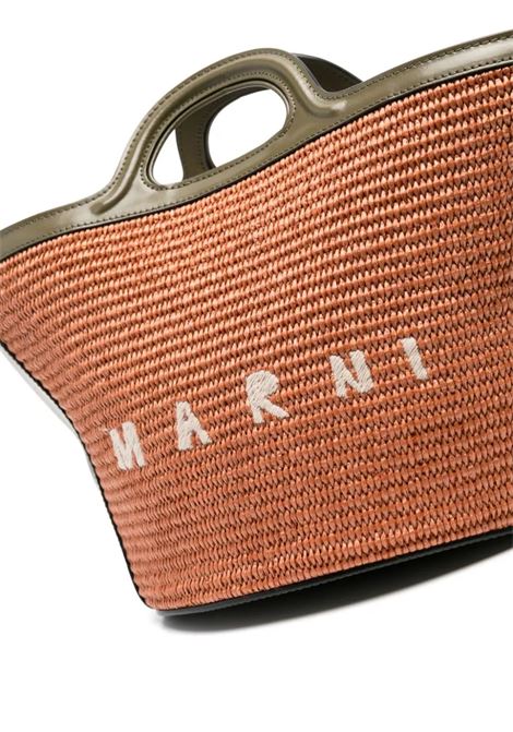 Small Tropicalia Summer Bag In Khaki Leather and Orange Raffia MARNI | BMMP0068Q0-P3860ZO750
