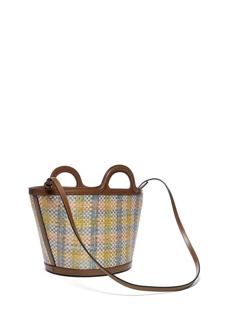 Tropicalia Handbag in Brown Leather and Raffia Effect Fabric MARNI | BMMP0097U5-P6744ZO754