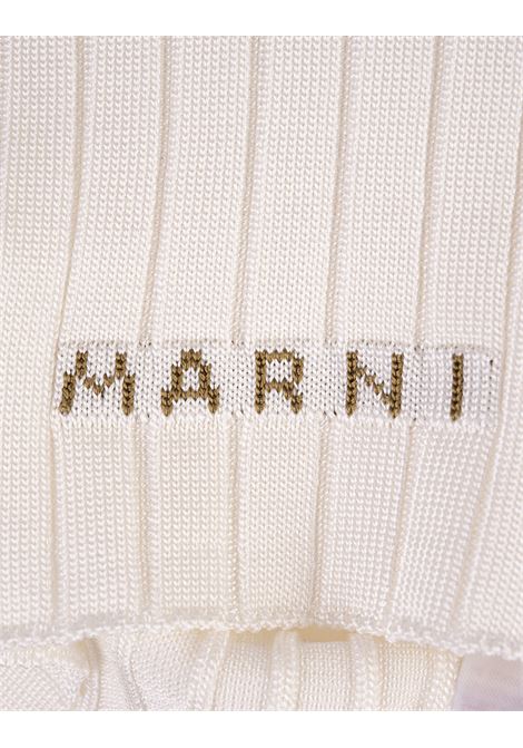 White Ribbed Knit Short Gilet MARNI | CVMD0121A0-UFV22200W01