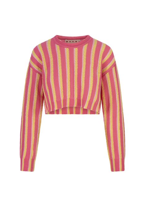 Pink, Yellow and White Striped Knitted Crop Pullover MARNI | GCMD0522Q0-UFB23RGC13