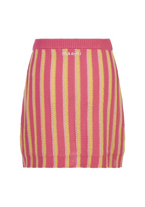 Pink, Yellow and White Striped Knitted Mini Skirt MARNI | GOMD0102Q0-UFCB23RGC13