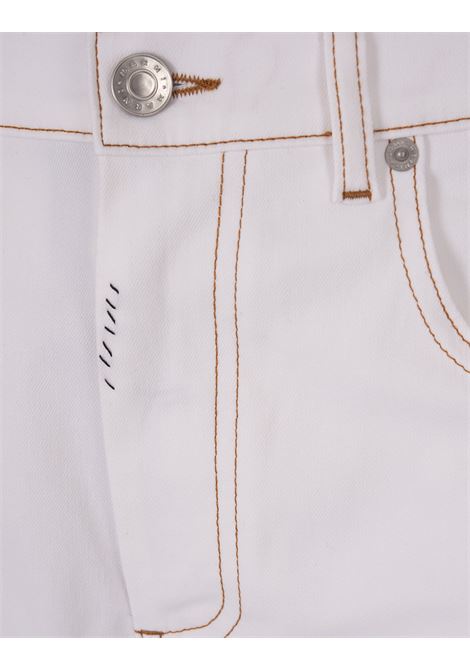 Shorts In Denim Bianco Con Applicazione a Fiore MARNI | PAJD0502SX-UTC34100W01