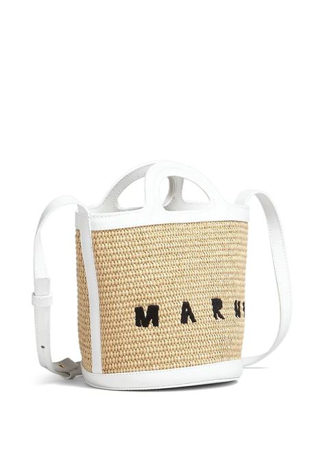 Tropicalia Mini Bag In White Leather and Natural Raffia MARNI | SCMP0056Q1-P3860Z0T01