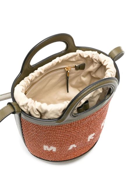 Tropicalia Mini Bag In Brown Leather and Orange Raffia MARNI | SCMP0056Q1-P3860ZO750
