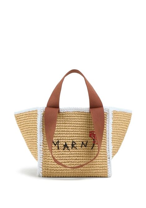 Raffia Effect Macram? Knitted Sillo Shopping Bag MARNI | SHMP0121L0-P6769ZO761