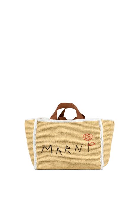 Raffia Effect Macram? Knitted Sillo Shopping Bag MARNI | SHMP0122L0-P6769ZO761