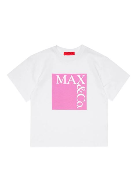T-Shirt Icona Con Logo In Bianco e Rosa MAX&CO KIDS | MX0005-MX014MX10A